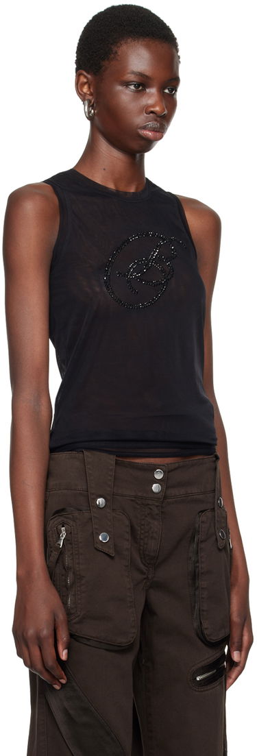 Tankkitoppi Blumarine Blumarine Rhinestone Monogram Tank Top Musta | A422T073A, 1