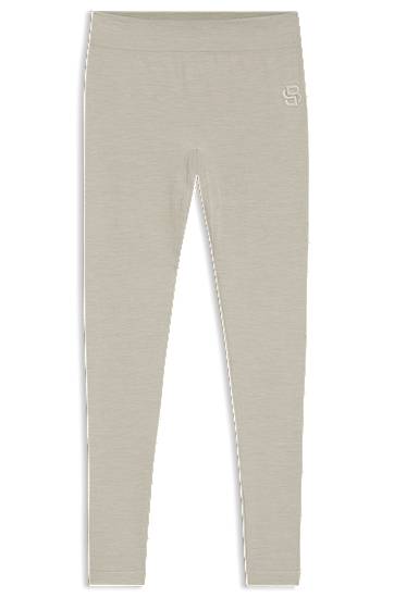 Leggingsit BOSS Ski base layer trousers in wool-blend jersey Beige | 50544376, 0