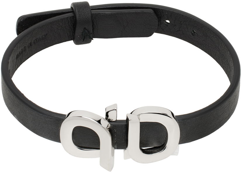 Rannerengas FERRAGAMO Salvatore Ferragamo Gancini Leather Bracelet Musta | 771334