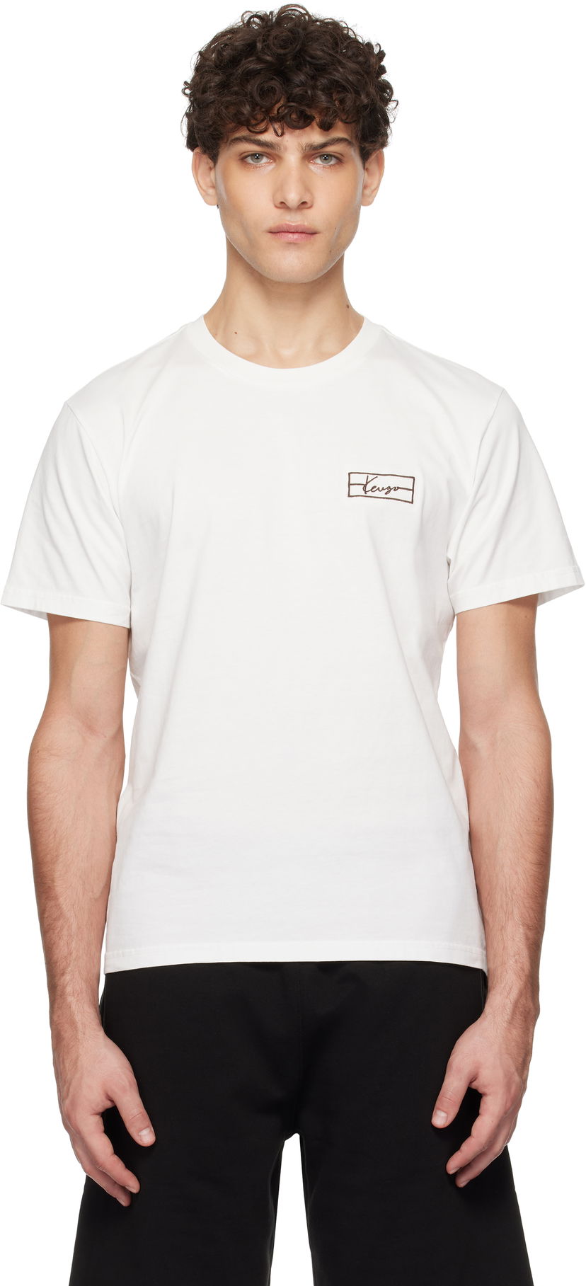 T-paita KENZO Paris Weave Embroidered T-Shirt Valkoinen | FF55TS5254SO