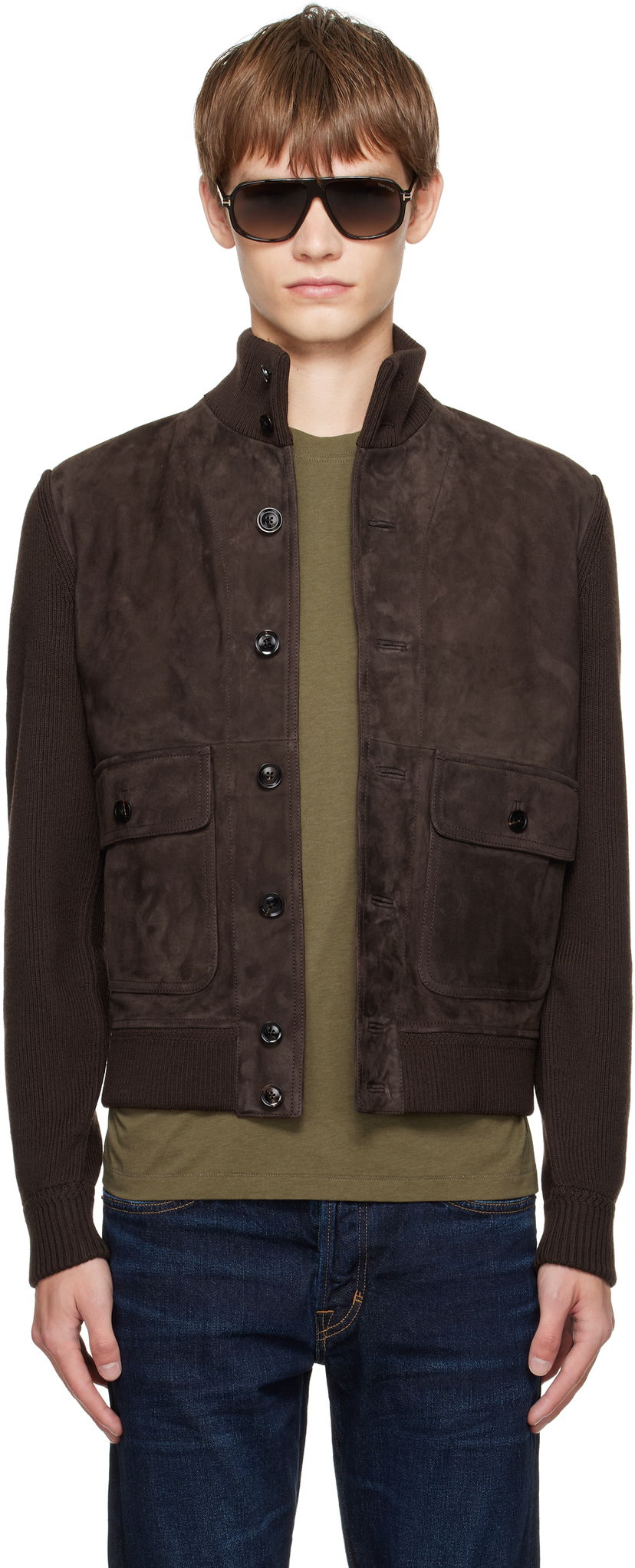 Takki Tom Ford TOM FORD Suede and Merino Jacket Ruskea | KBF001-YMW110