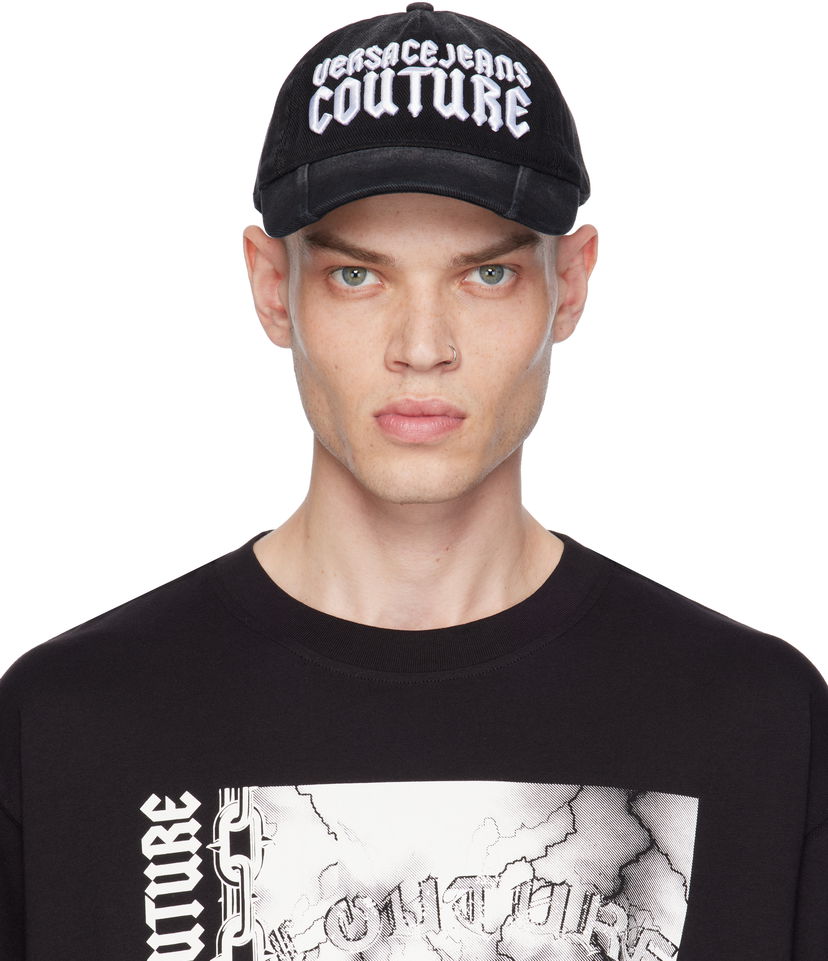 Korkki Versace Gothic Embroidered Logo Cap Musta | E77GAZK56_EZG298