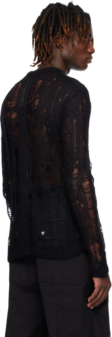 Villapaita Rick Owens Rick Owens Hollywood Biker Round Neck Sweater Musta | RU01E5606 KNETMH, 2