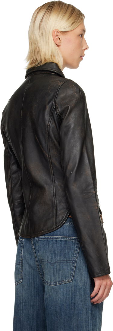 Takki Diesel L-Egrad Distressed Leather Jacket Musta | A19596 0ILBS, 2