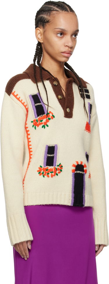 Villapaita JW Anderson JW Anderson House Intarsia Polo Sweater Punainen | KW1405-YN0413, 4