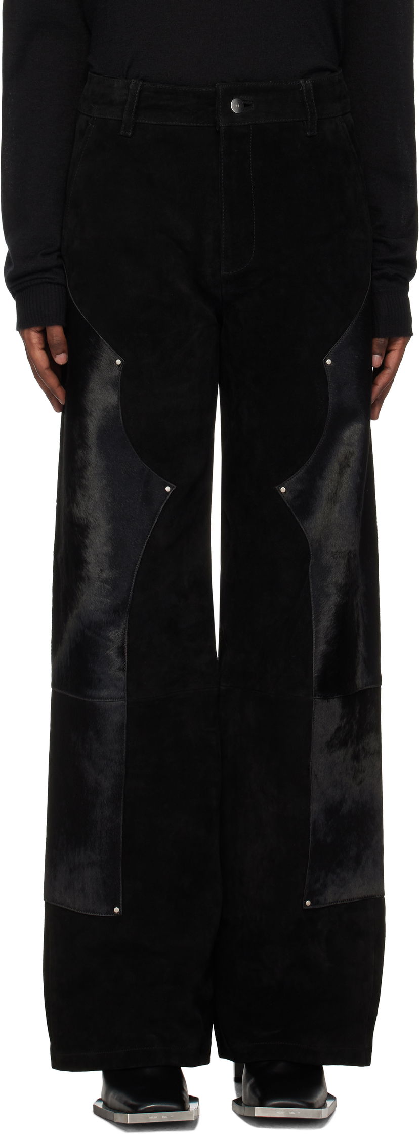 Housut HELIOT EMIL Carpenter Suede Pants Musta | AW24_W_10_176_BLK01
