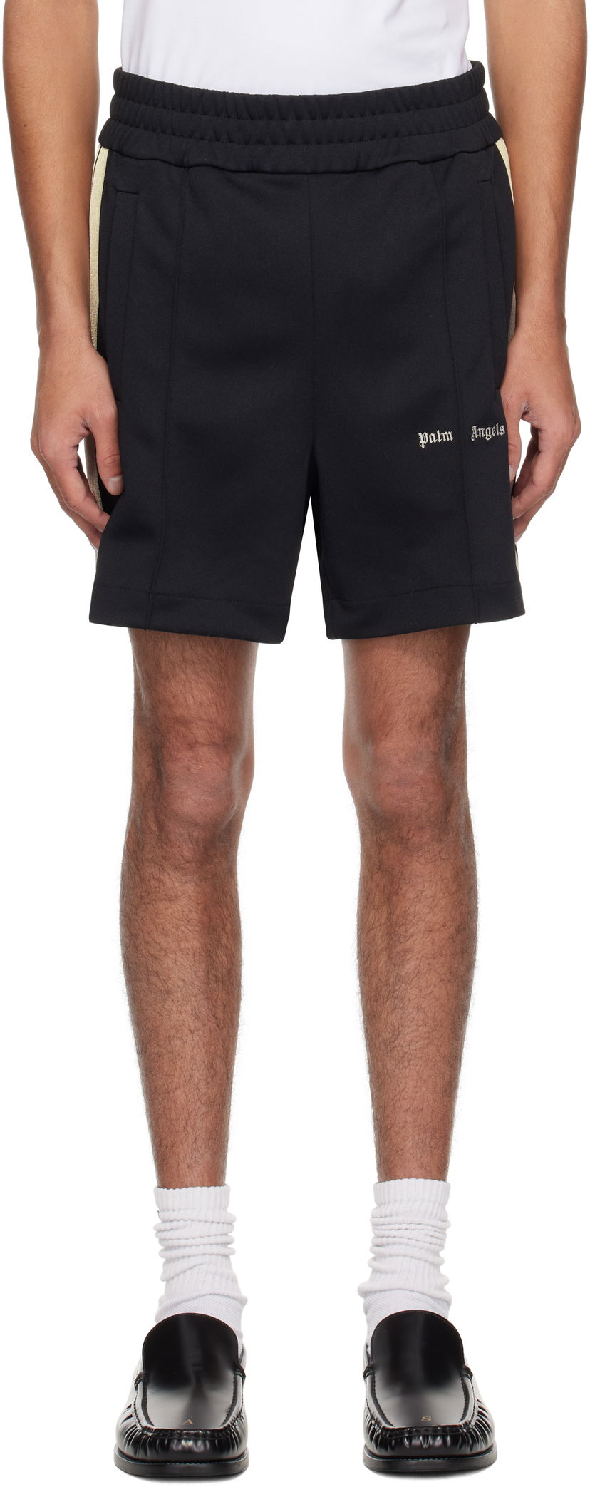 Shortsit Palm Angels Palm Angels Embroidered Logo Track Shorts Musta | PMCL004C99FAB0021003