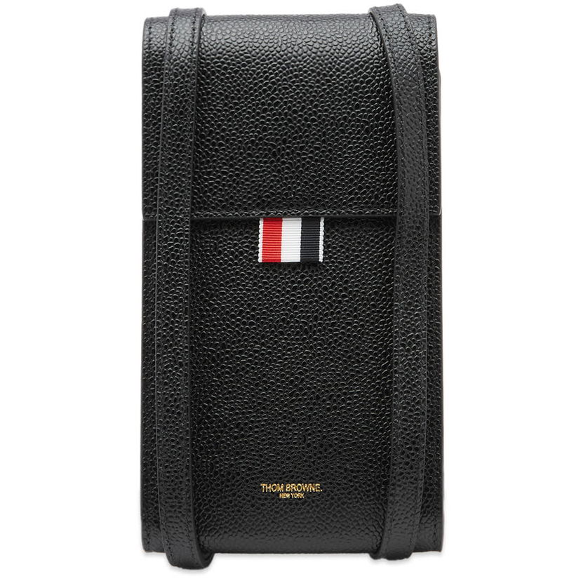 Olkalaukku Thom Browne Thom Browne Pebbled Leather Phone Crossbody Bag Musta | MAC113A-00198-001