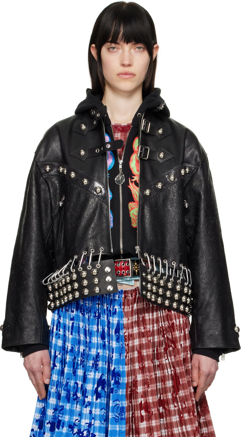 Takki Chopova Lowena Chopova Lowena Studded Cropped Leather Jacket Musta | 5301