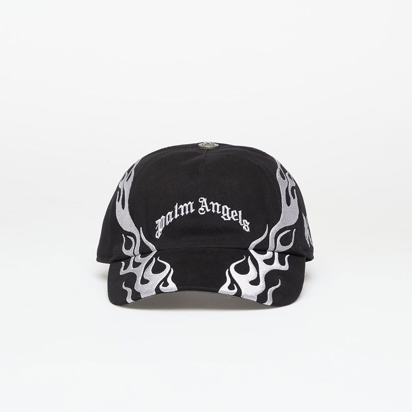Korkki Palm Angels Curved Logo Flames Cap Black/ Light Grey Universal Musta | PMLB104F25FAB0061005