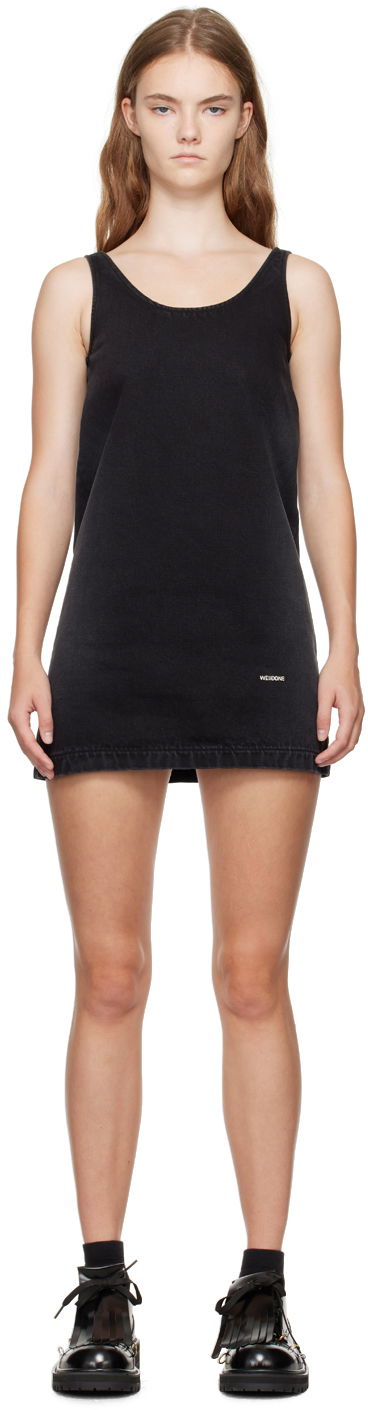 Mekko We11done We11done Faded Denim Minidress Musta | WD-DO2-24-358-W-BK