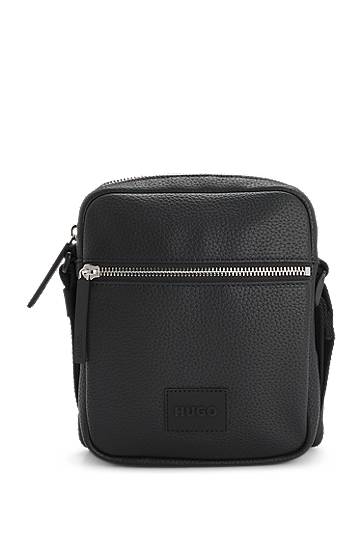 Olkalaukku BOSS HUGO Grained Faux-Leather Reporter Bag Musta | 50535669