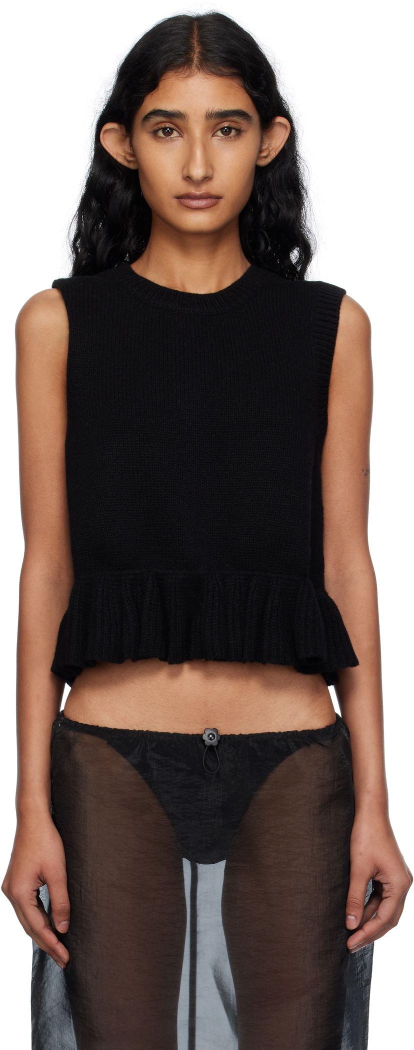 Liivi Cecilie Bahnsen Cecilie Bahnsen Bill Knit Ruffle Hem Vest Musta | 2.25KNI53003 BILL VEST