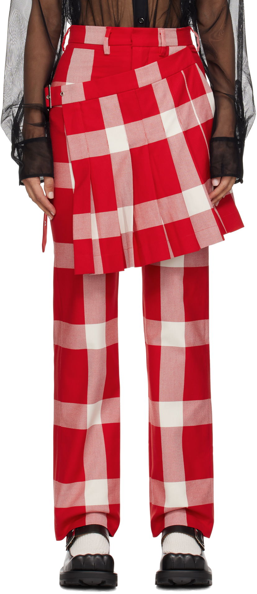 Housut Charles Jeffrey Loverboy Plaid Layered Trousers Punainen | 41030401