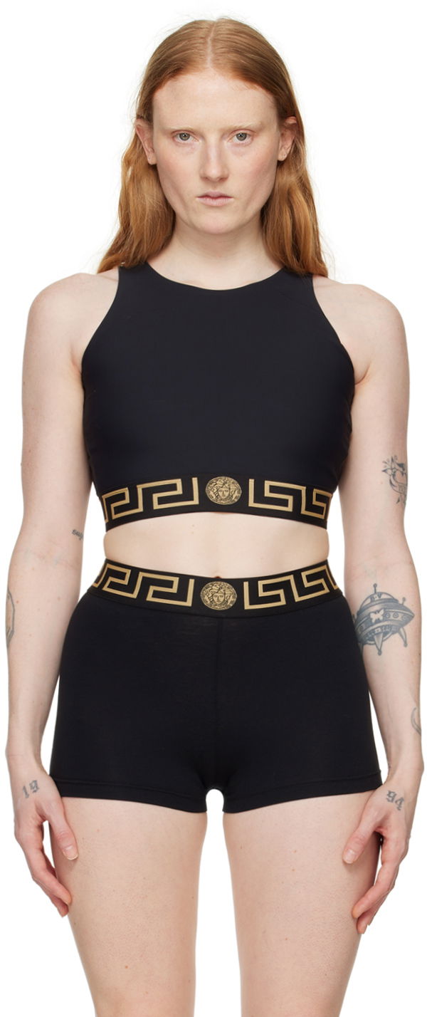 Tankkitoppi Versace Versace Greca Border Sports Bra Musta | 1010783_1A06229_1B000
