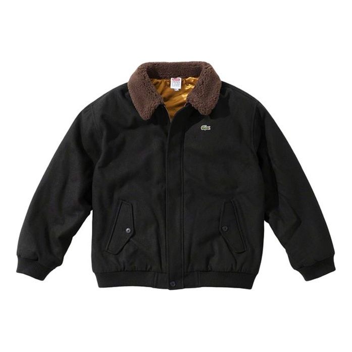 Bomber-takki Supreme Supreme x Lacoste Wool Bomber Jacket Musta | SUP-FW19-530