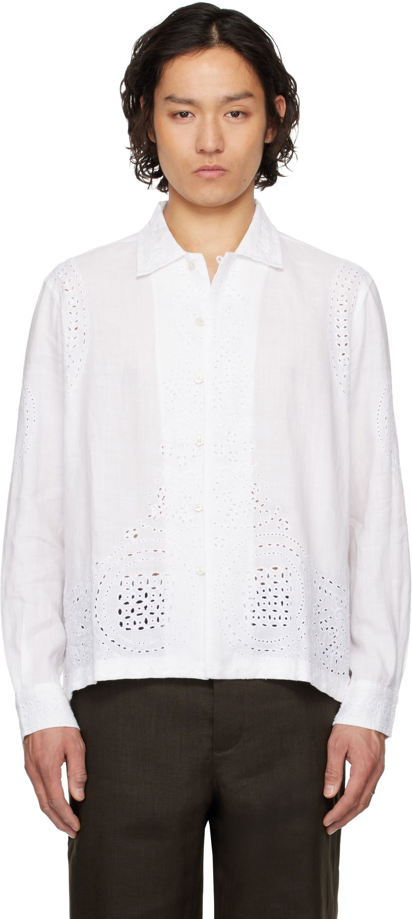 Paita Bode Bode Belvoir Eyelet Shirt Valkoinen | MRS25SH039