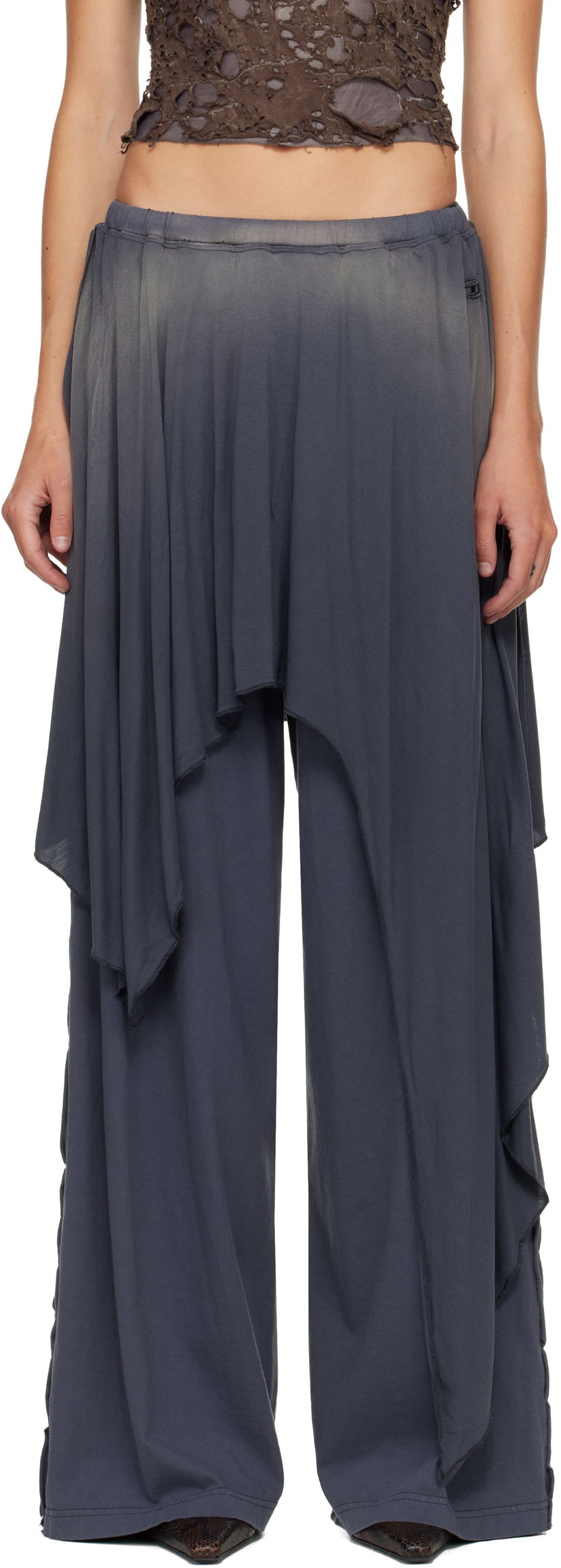 Housut Diesel P-Kirpalong Draped Wide-Leg Trousers Harmaa | A18545 0AGBA