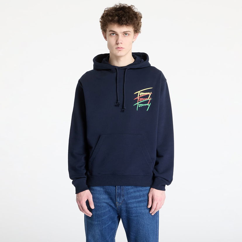 Huppari Tommy Hilfiger Tommy Jeans Relaxed 3 Color Sign Hoodie Tummansininen | DM0DM21372 C1G