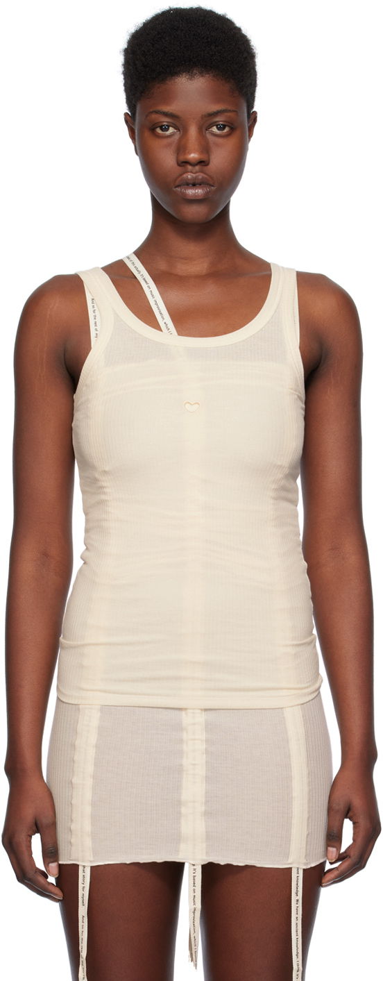 Tankkitoppi Baserange Slim Heart Tank Top Beige | TOHT-RB-SP24