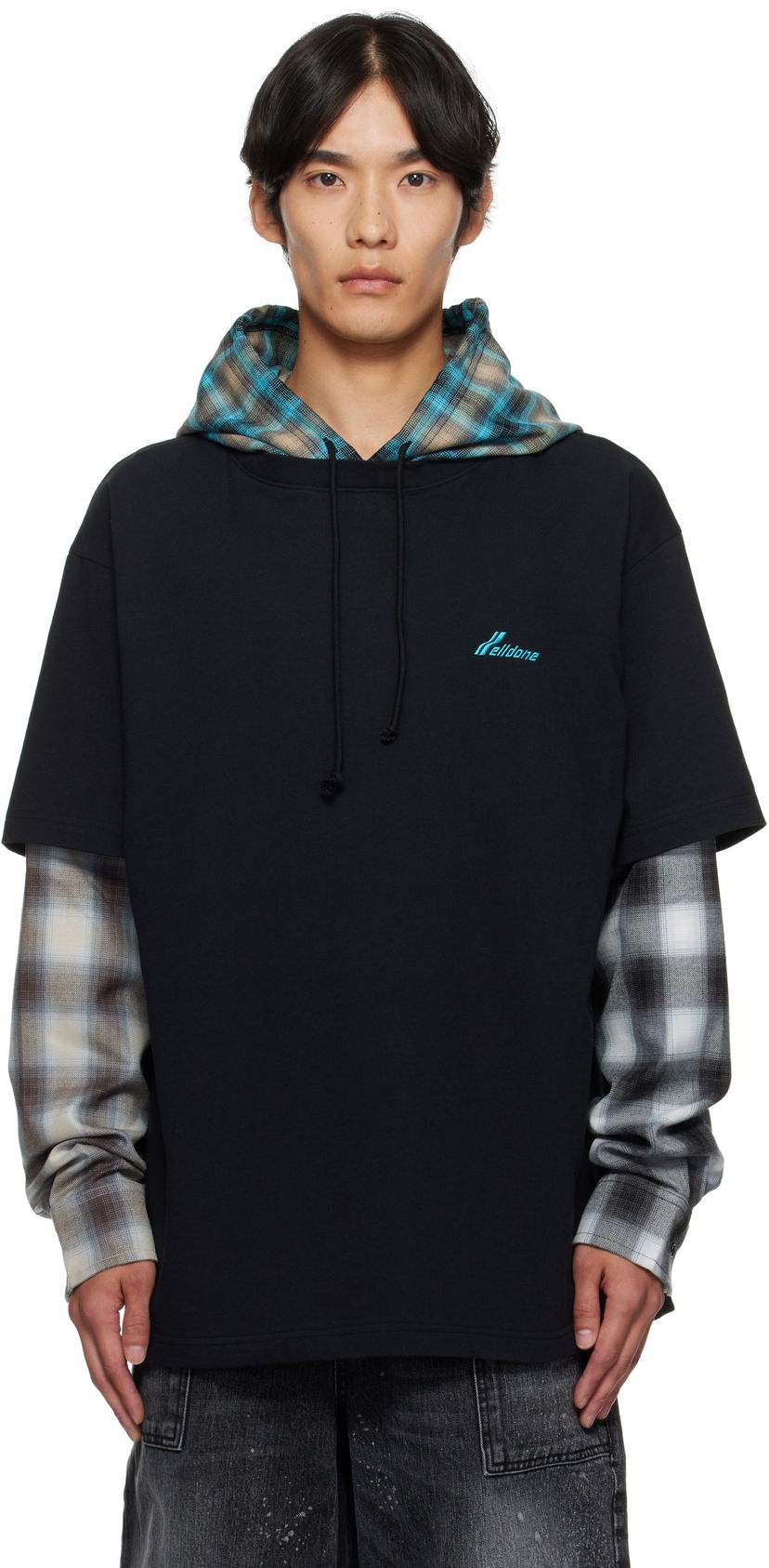 T-paita We11done We11done Checkered Layered T-Shirt Musta | WD-TT2-25-783-U-BK
