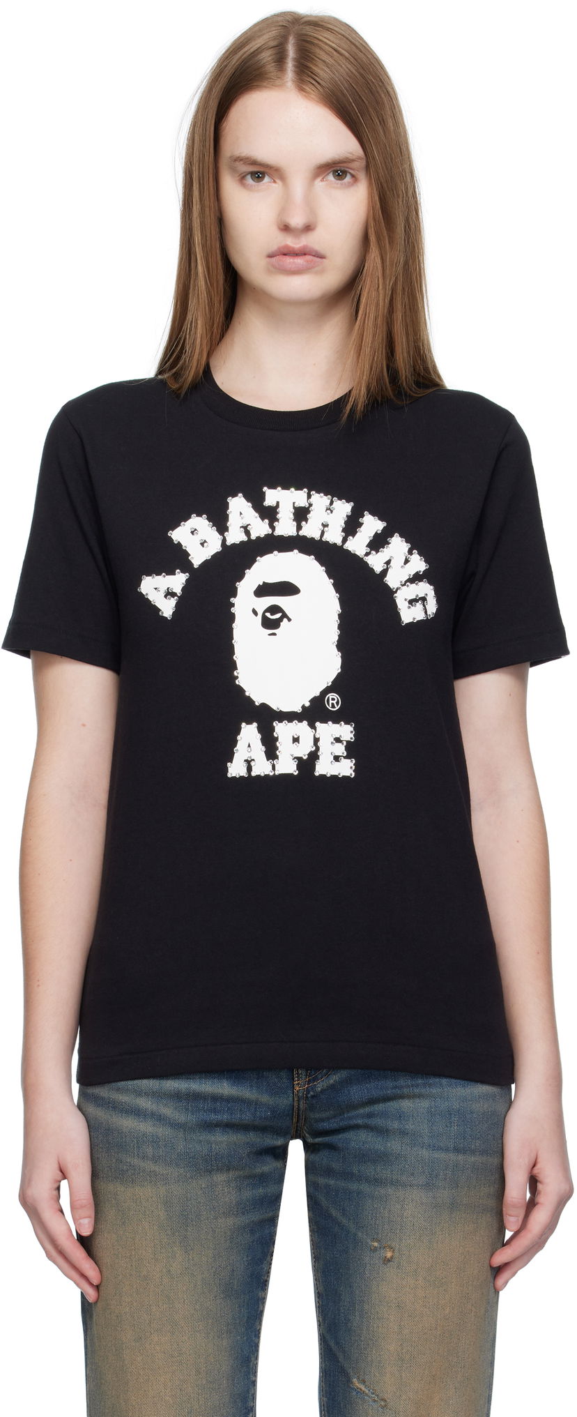 T-paita BAPE Crystal Stone College T-Shirt Musta | 001TEL302064L