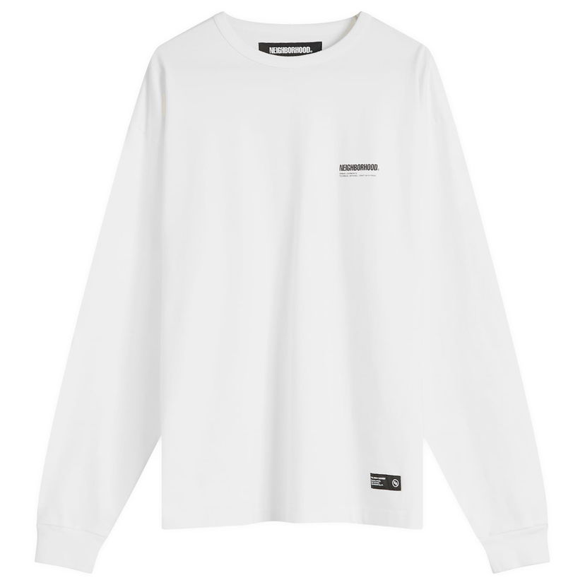 T-paita Neighborhood Classic Logo Longsleeve T-Shirt, Size Large Valkoinen | 251FPNH-CSM03-WHT