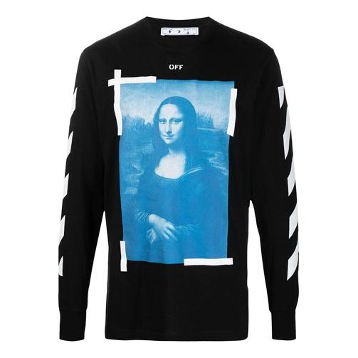 T-paita Off-White Long-Sleeve Mona Lisa Graphic Tee Musta | OMAB001R21JER0021001