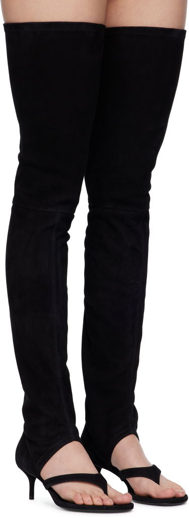 Vaatteet Alaïa ALAÏA Stretch Suede Tall Thong Boots Musta | AA3O057CK311, 3