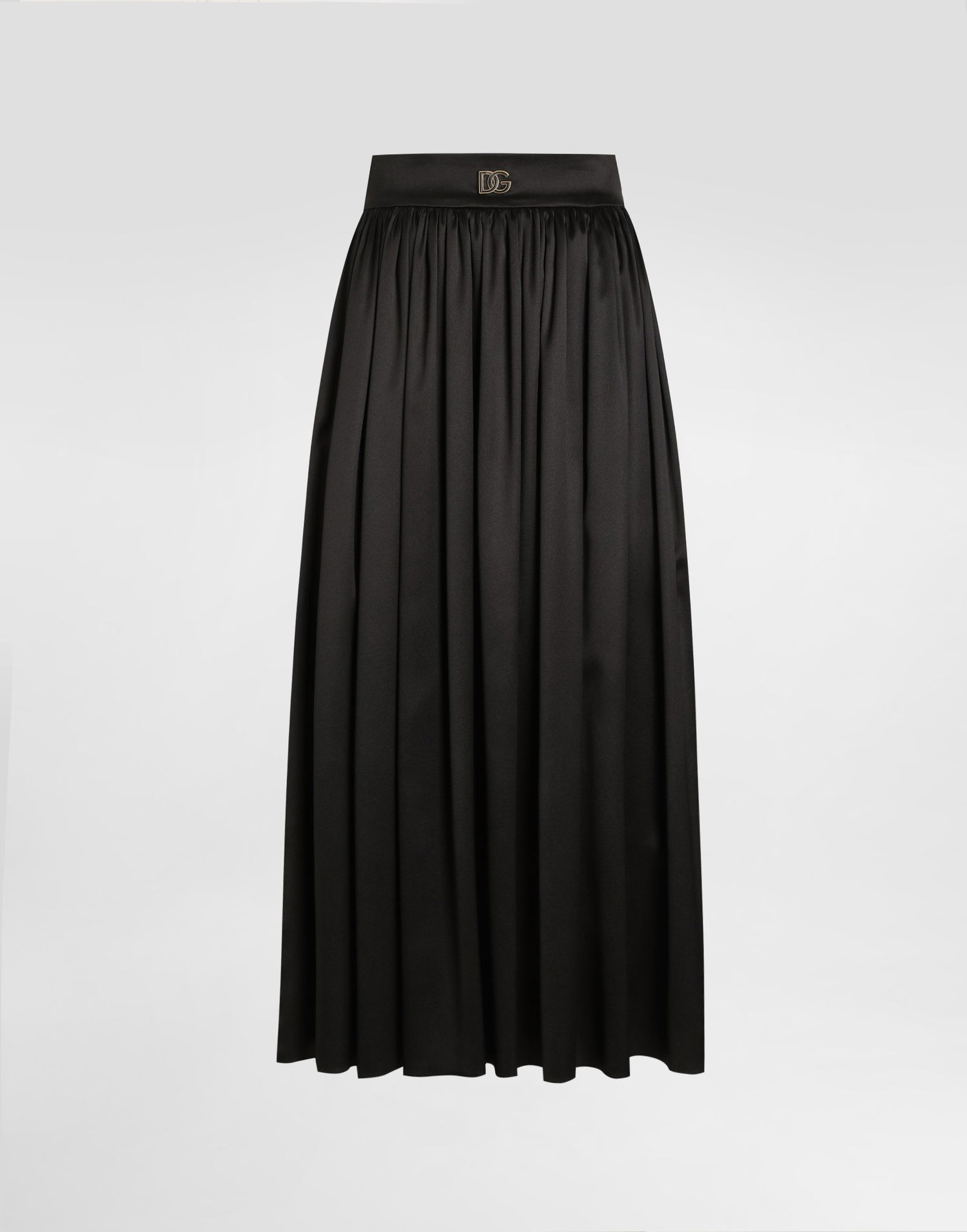 Hame Dolce & Gabbana Dolce & Gabbana Midi Satin Skirt With Metal Logo Musta | F4CLNTGDDBLN0000, 0