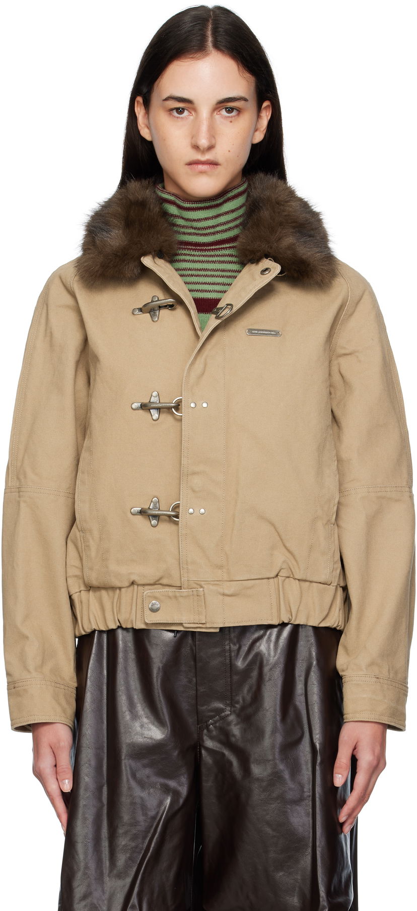Takki Andersson Bell Andersson Bell Washed Cotton Jacket with Faux Fur Collar Beige | awa712u
