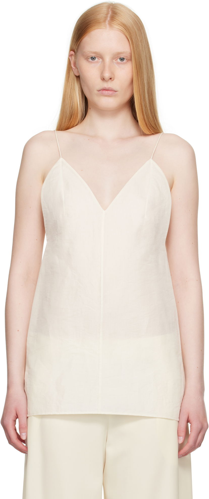 Tankkitoppi Khaite Khaite Talsie Linen Cami Top Valkoinen | 2396385