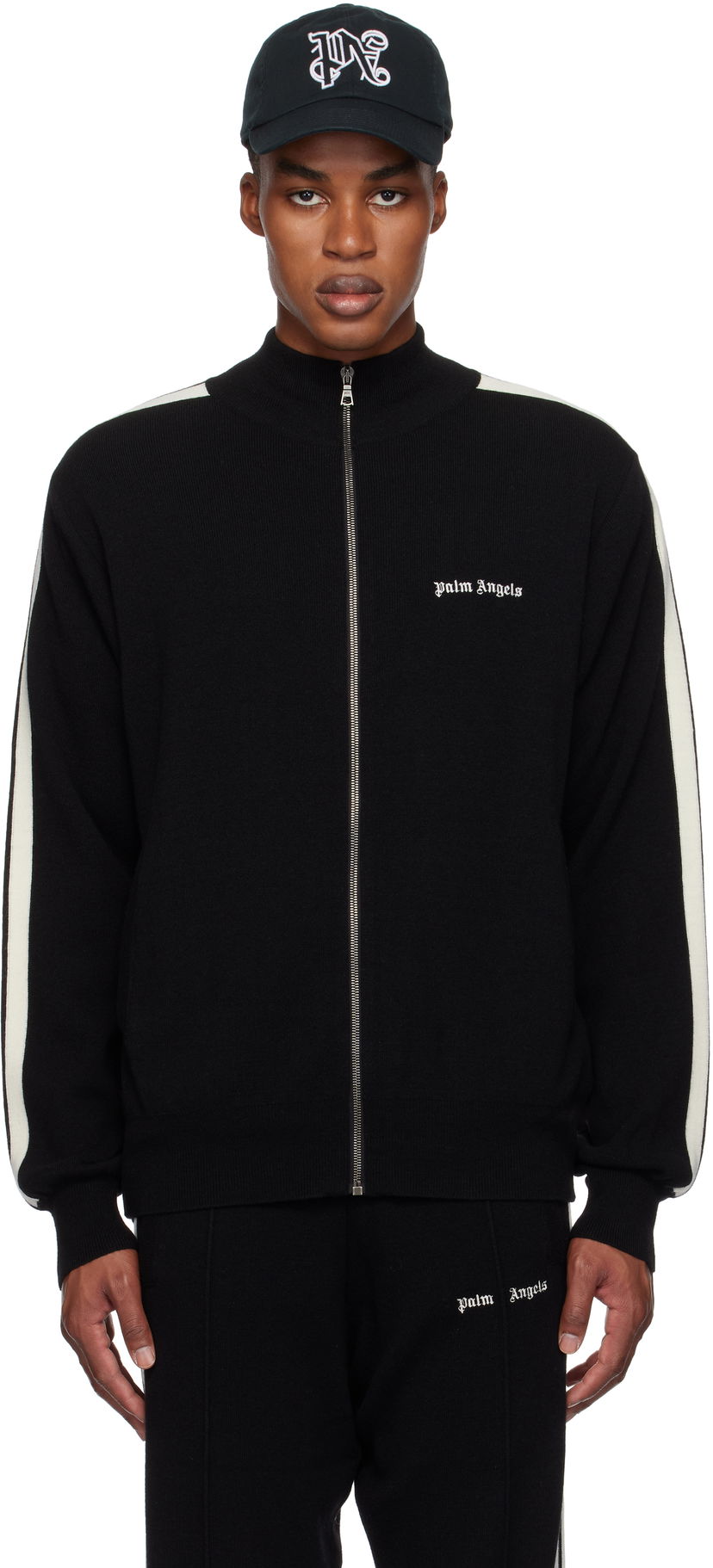 Takki Palm Angels Wool & Cashmere Track Jacket Musta | PMHA028F24KNI0011003