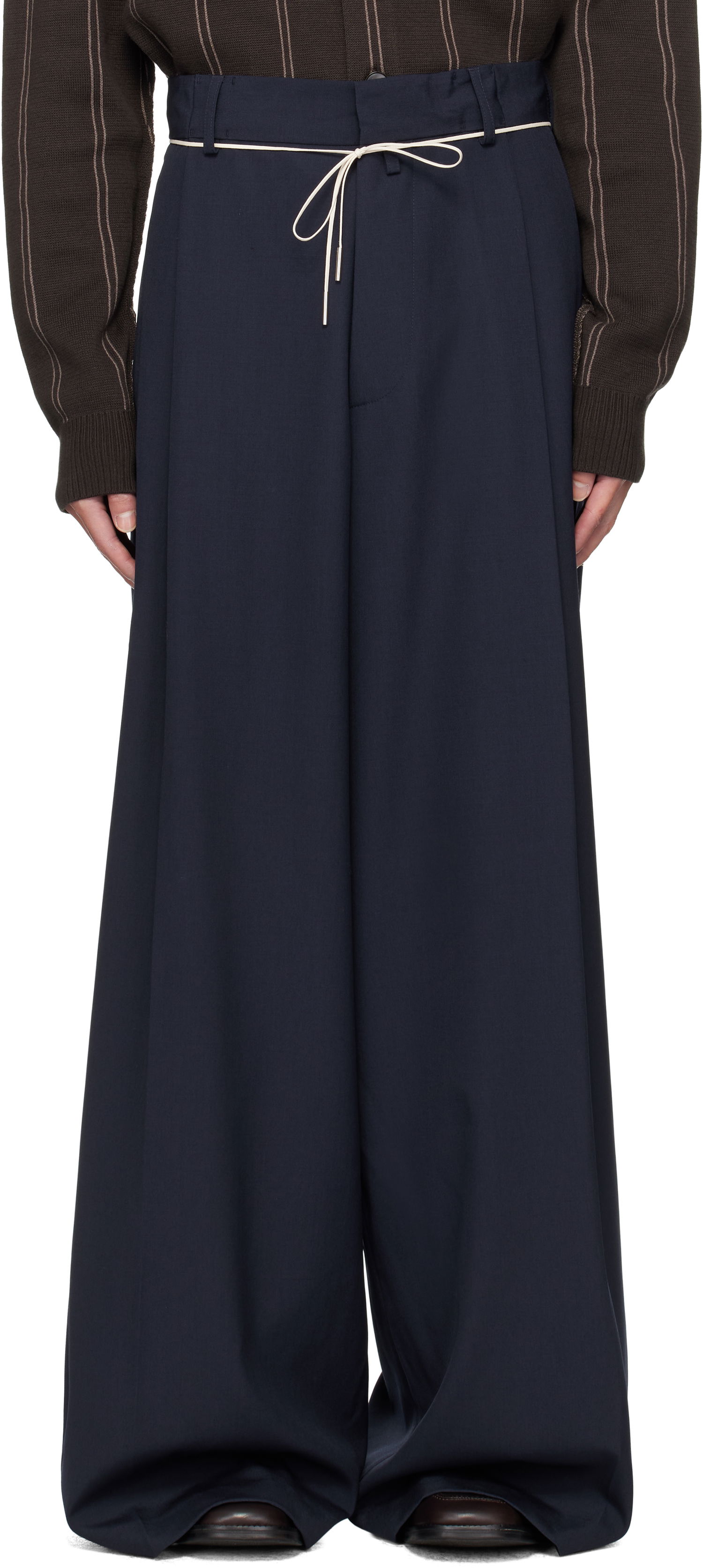 Housut Dries Van Noten Dries Van Noten Drawstring Trousers Tummansininen | 252-020915-2057, 0