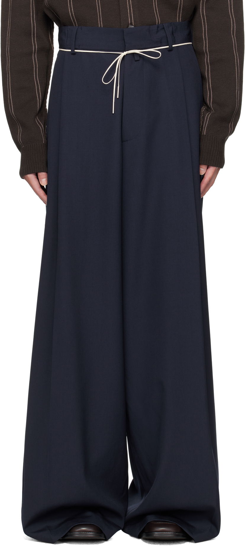 Housut Dries Van Noten Dries Van Noten Drawstring Trousers Tummansininen | 252-020915-2057