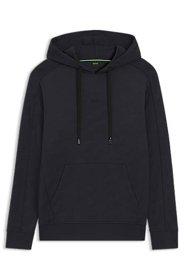 Huppari BOSS Regular-fit Hoodie with Quilted Jacquard, Drawstring, and Kangaroo Pocket Musta | 50549721