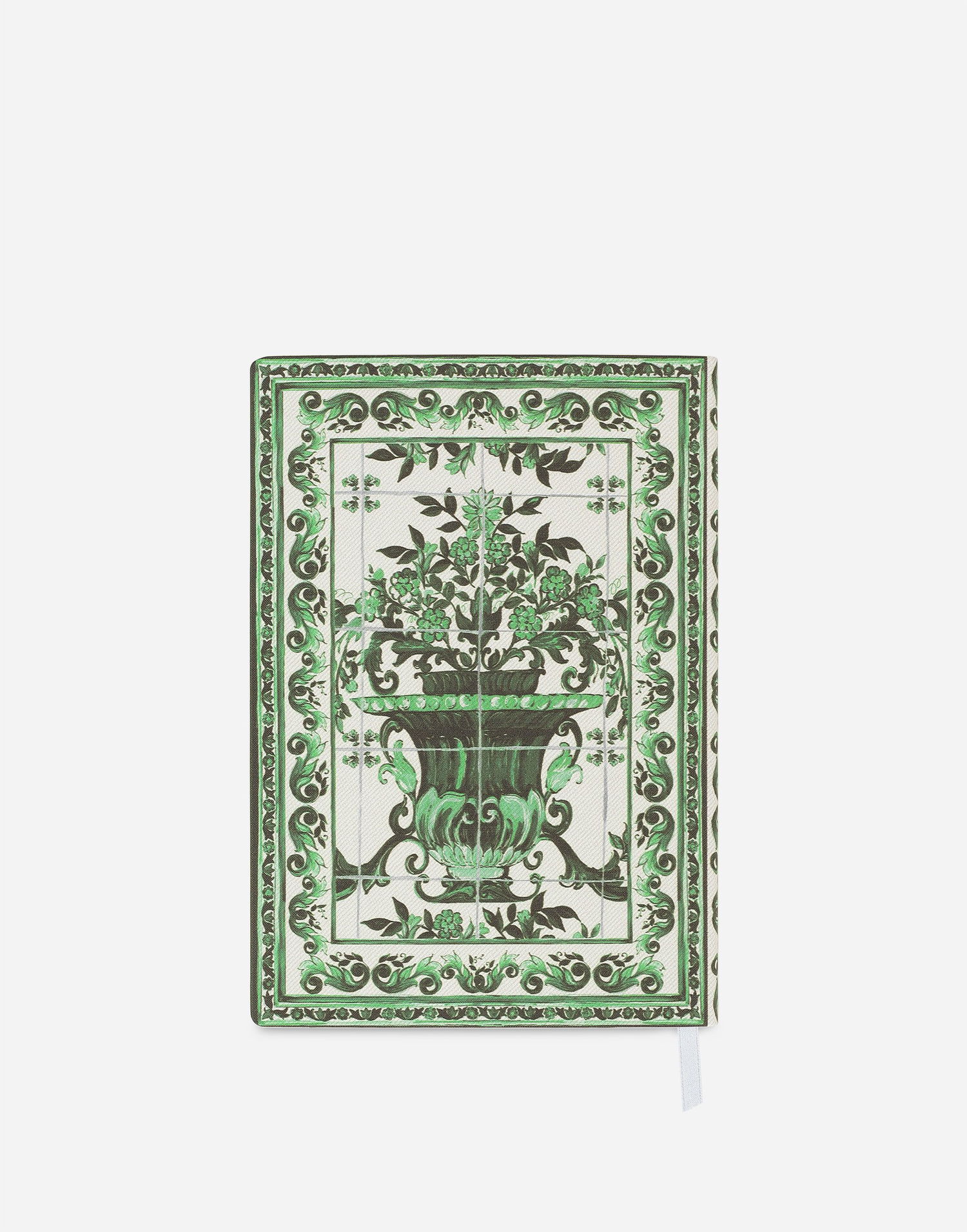 Kirja ja lehti Dolce & Gabbana Medium Blank Notebook with Ornate Floral Vase Tile-Print Textile Cover Vihreä | TCC025TCAE7UV003, 1