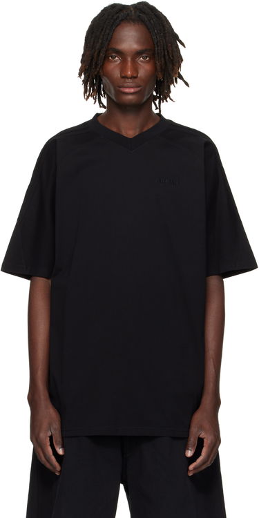 T-paita VETEMENTS Cut-Up V-Neck T-shirt Musta | UH76TR260B, 0