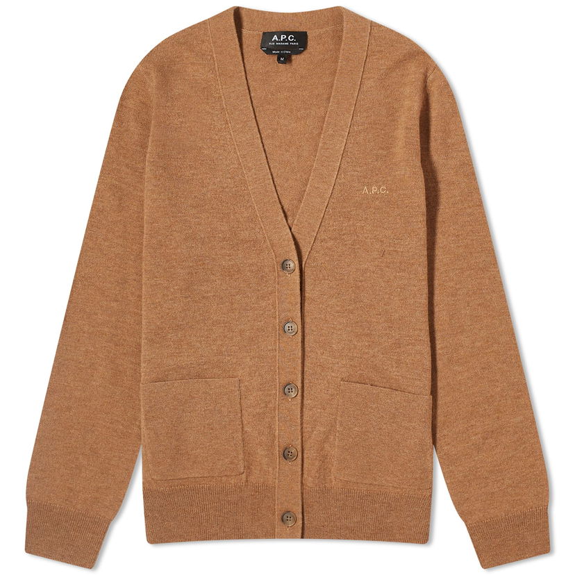 Villapaita A.P.C. Louisa Logo Knitted Cardigan Beige | WVBBY-F22239-PBC