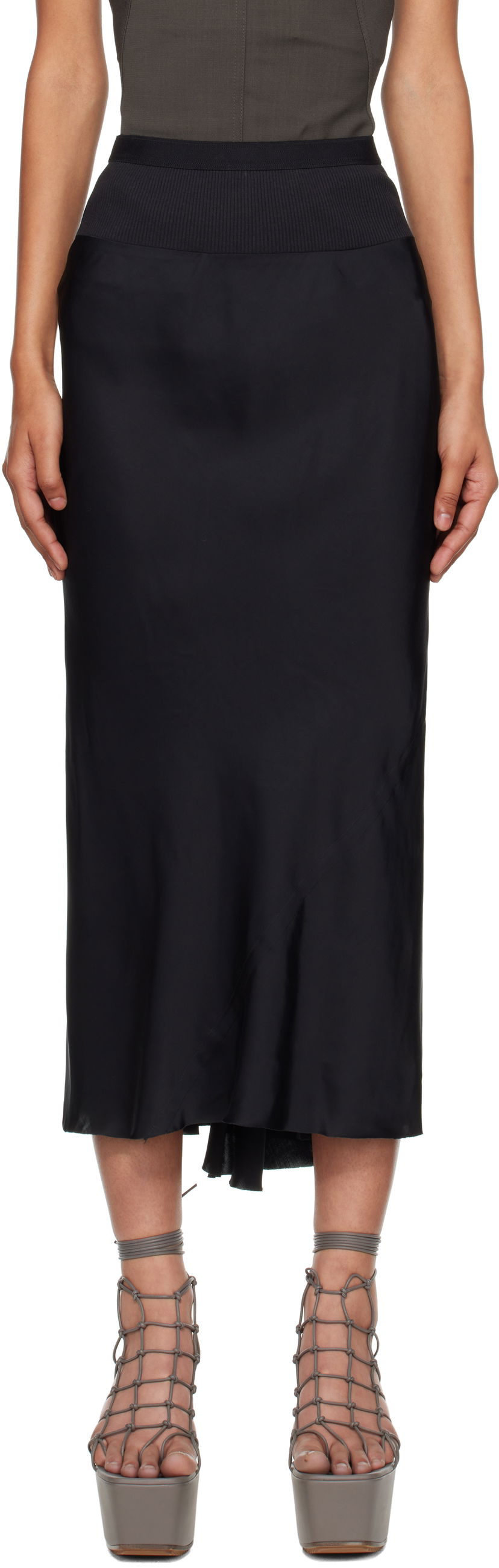 Hame Rick Owens Rick Owens Concordians A-Line Bias Midi Skirt Musta | RP02E4343 SCH