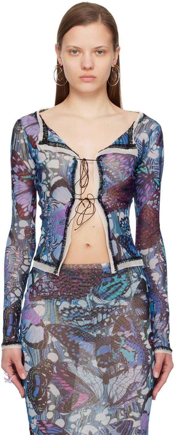 Tankkitoppi Jean Paul Gaultier Gaultier Butterfly Print Tie Cardigan Sininen | 24/25-F-CD006-T545-5090