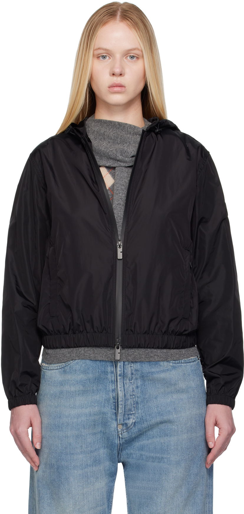 Takki Burberry Burberry Knight Stamp Nylon Jacket Musta | 8113647