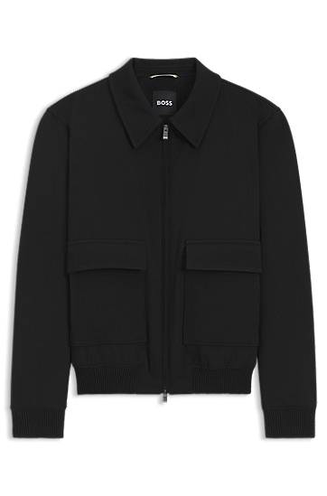 Villapaita BOSS Zip-up Knit Jacket Musta | 50547088