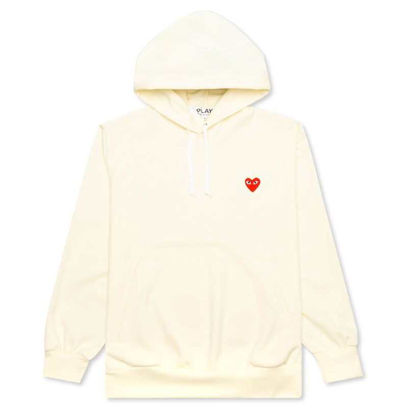 Huppari Comme des Garçons Red Heart Ivory Hoodie Beige | AZ-T174-051-3 / P1T174-3