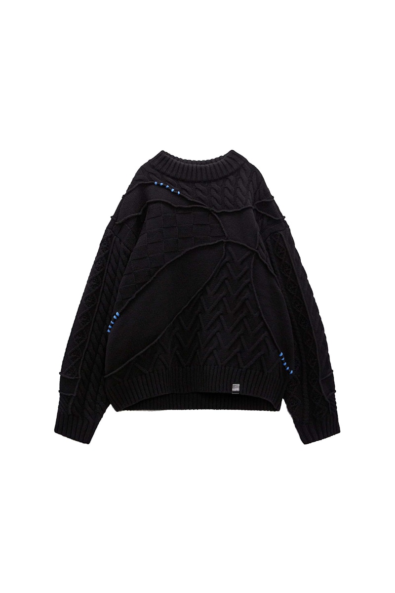 Villapaita ADER ERROR Zara x Oversized Patchwork Knit Sweater Valkoinen | 5755/002, 1