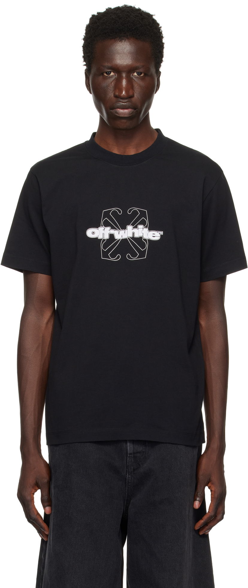T-paita Off-White Slim Flock Arrow T-Shirt Musta | OMAA027F24JER0071001