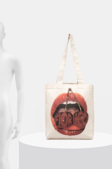 Kangaskassi Fiorucci Mouth Print Canvas Tote Bag Valkoinen | U01FPABA207CO03WH02, 5
