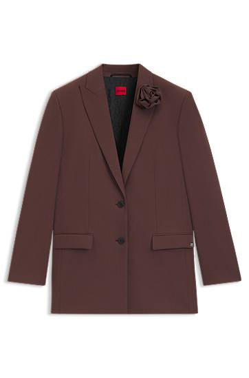 Takki BOSS Relaxed Fit Blazer with Flower Brooch Ruskea | 50544133