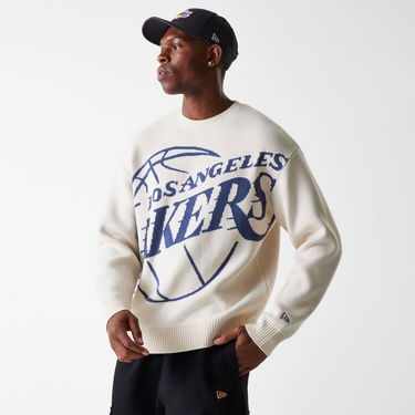 Villapaita New Era New Era NBA LA Lakers Oversized Knit Sweater Beige | 60684350, 1