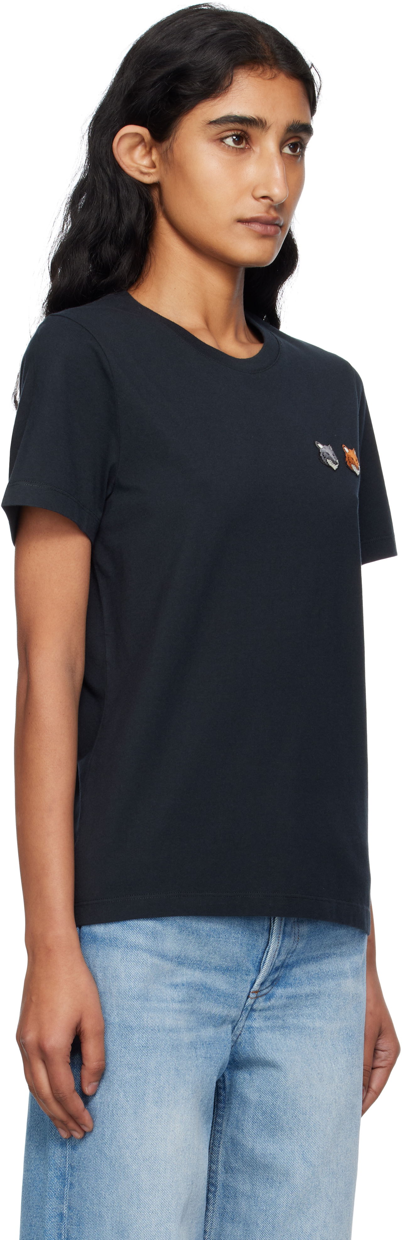T-paita MAISON KITSUNÉ Maison Kitsuné Double Fox Head T-Shirt Musta | OW011CFKJ0008, 1